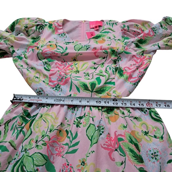 NWT Lilly Pulitzer Lyssa Cotton Midi Dress Womens 12 Pink Cut Out Tiered Pockets - Picture 7 of 16